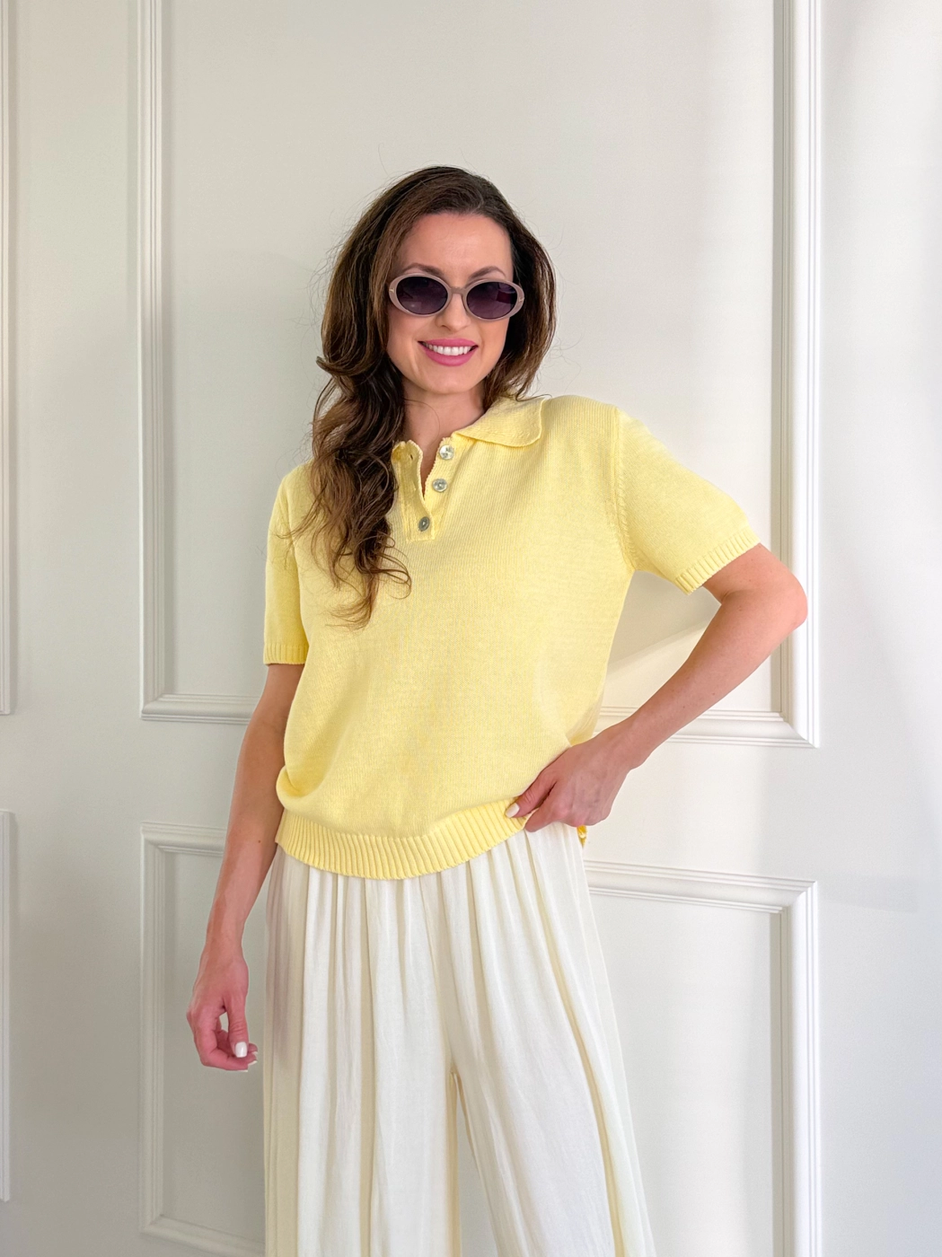 Koszulka polo, 100% bawełna | Żółty