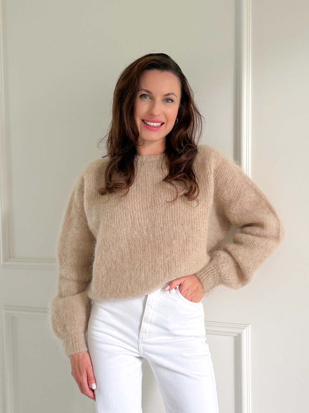 Sweter 80% kid moher | Beżowy